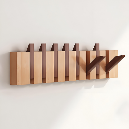 Wall Mounted Coat Rack Wooden Foldable Hook Rack Paneled
