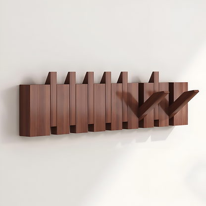 Wall Mounted Coat Rack Wooden Foldable Hook Rack Paneled