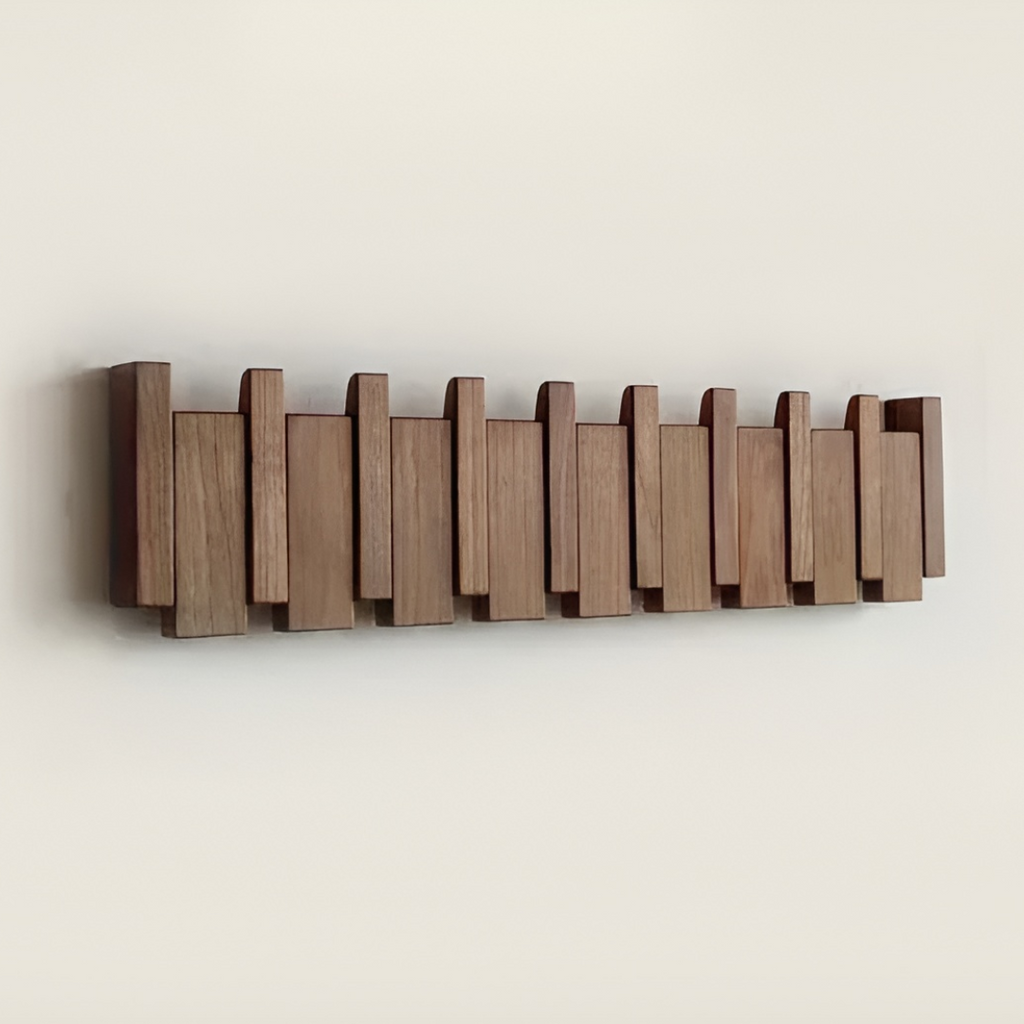 Wall Mounted Coat Rack Wooden Foldable Hook Rack Paneled