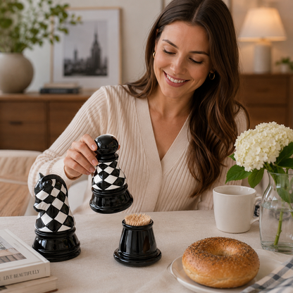Ceramic Chess Piece Toothpick Holder - Luxury Desktop Decor