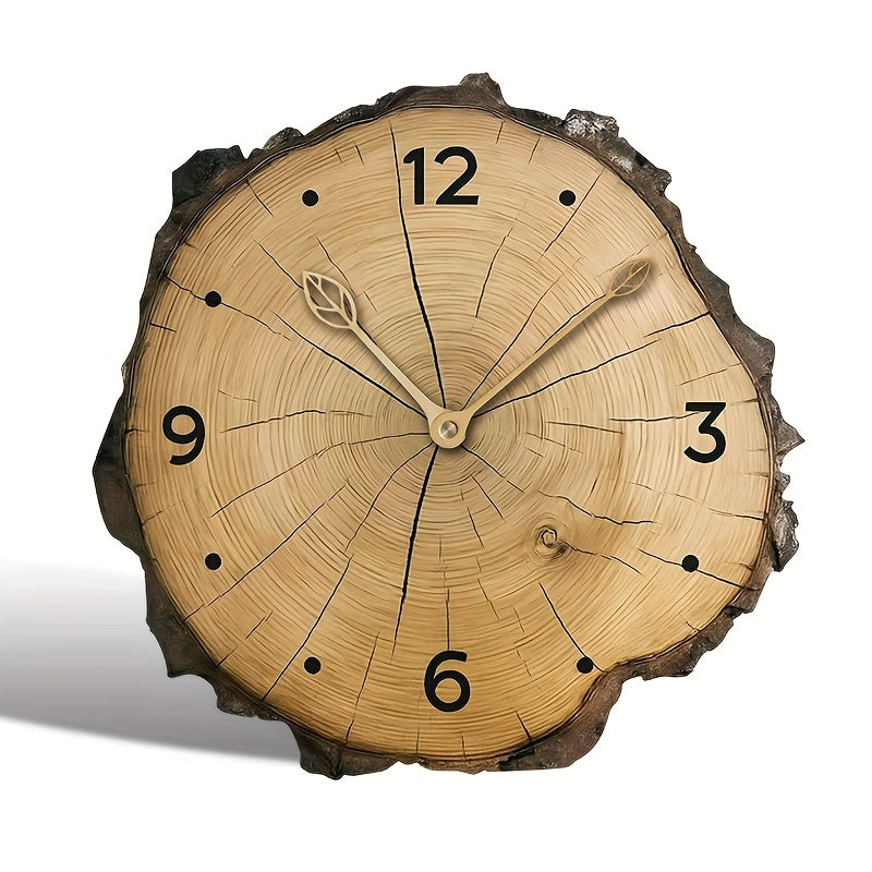Wood Slice Wall Clock - Rustic Log Look Silent Clock for Farmhouse Kitchen, Living Room, Bedroom, Boho Scandinavian Decor