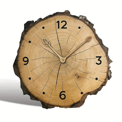 Wood Slice Wall Clock - Rustic Log Look Silent Clock for Farmhouse Kitchen, Living Room, Bedroom, Boho Scandinavian Decor
