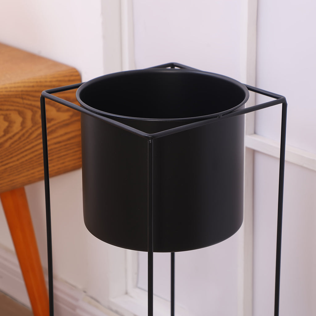 Metal Indoor Plant Stand | Modern Black Rectangular Plant Holder
