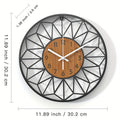 Modern Metal Wall Clock | Wood Grain Centre Design