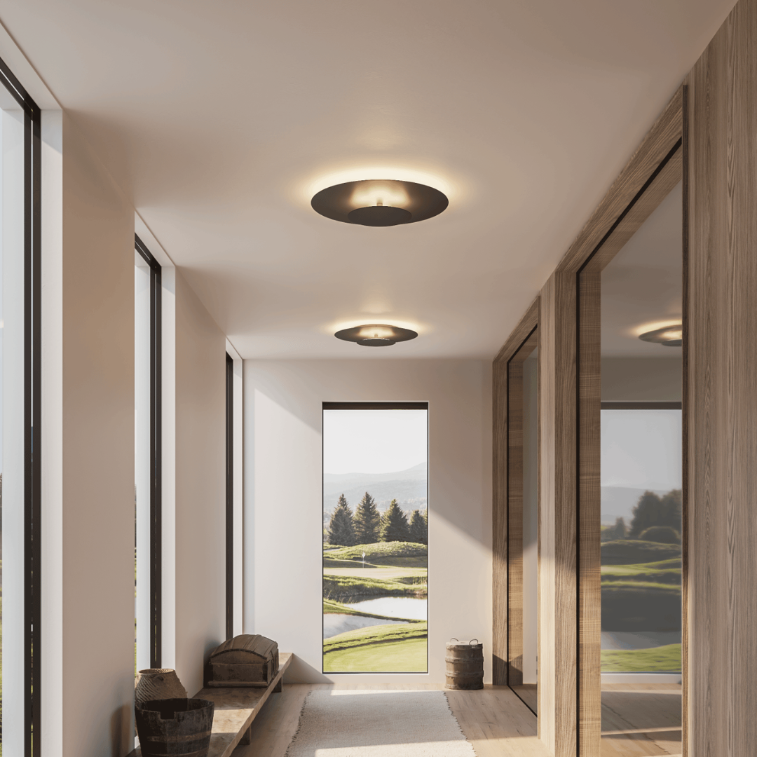 Slim Round LED Flush Mount Ceiling Light - Low Profile Modern Panel for Hallway, Bedroom, Kitchen, Landing, White and Black Finish