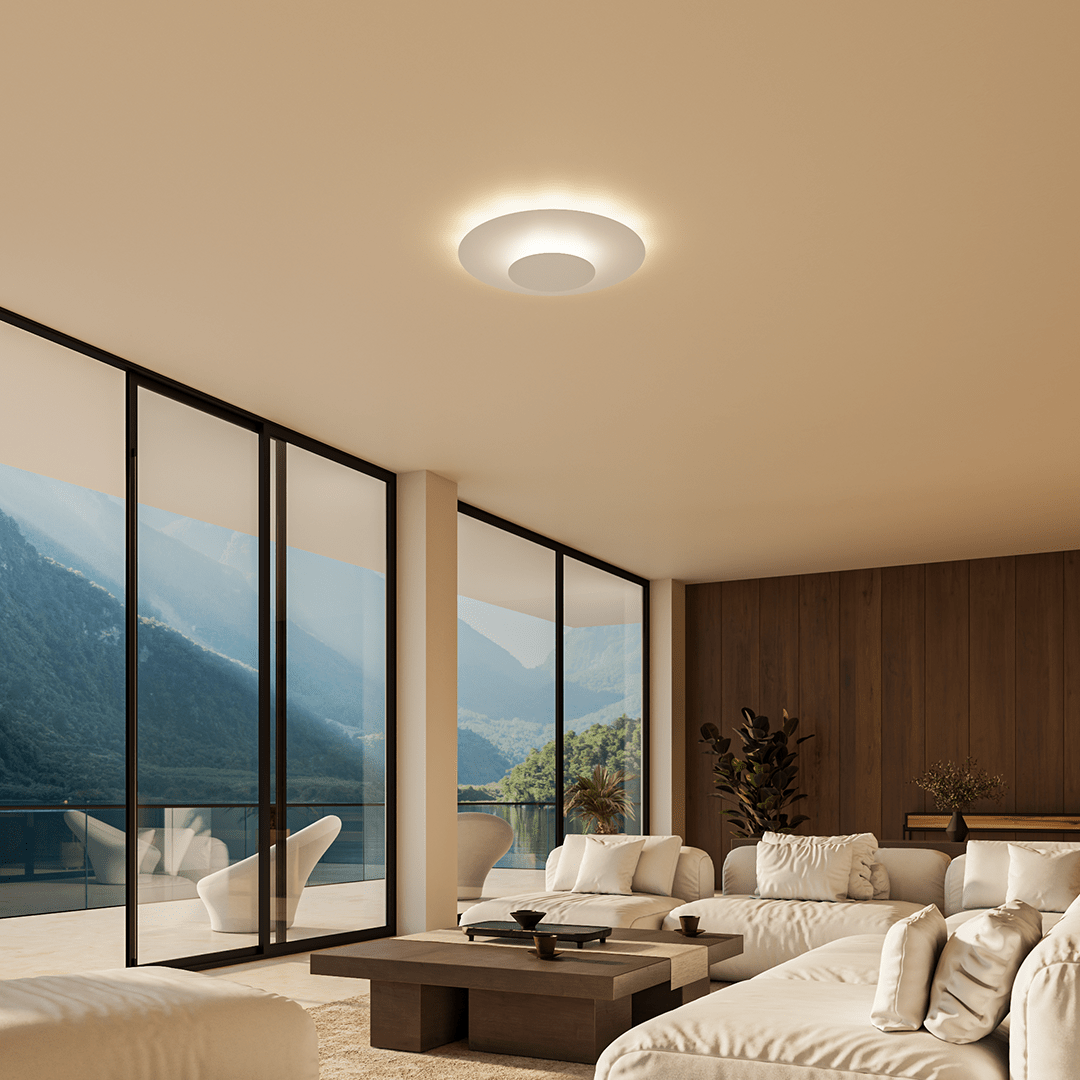 Slim Round LED Flush Mount Ceiling Light - Low Profile Modern Panel for Hallway, Bedroom, Kitchen, Landing, White and Black Finish