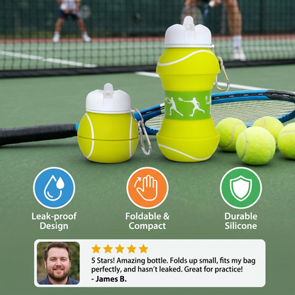 Foldable Silicone Water Bottle - Collapsible Leak Proof Sports Flask for Gym, Hiking, Travel, Backpack, Lightweight Reusable