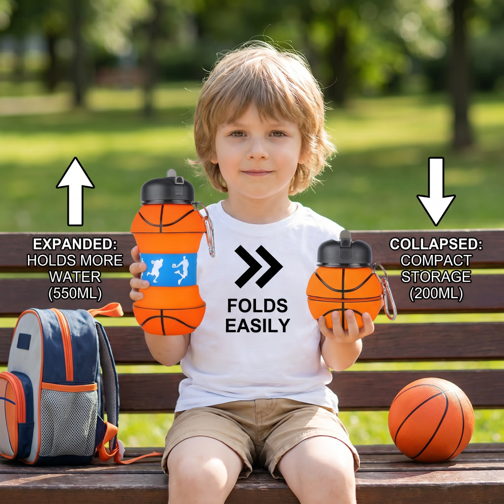 Foldable Silicone Water Bottle - Collapsible Leak Proof Sports Flask for Gym, Hiking, Travel, Backpack, Lightweight Reusable