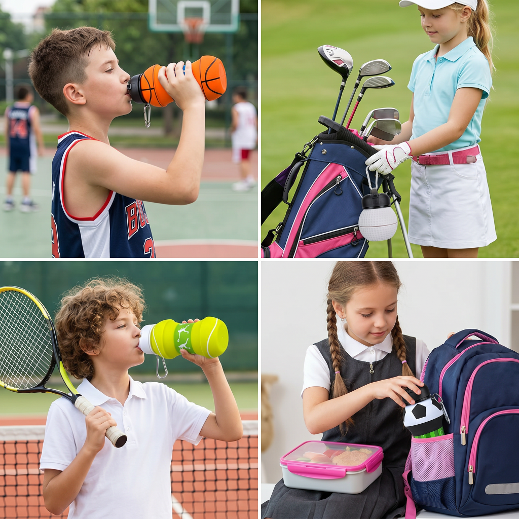 Foldable Silicone Water Bottle - Collapsible Leak Proof Sports Flask for Gym, Hiking, Travel, Backpack, Lightweight Reusable
