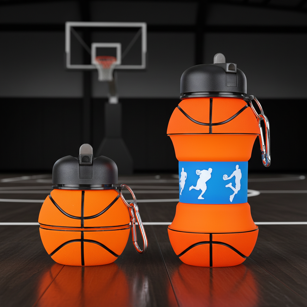 Foldable Silicone Water Bottle - Collapsible Leak Proof Sports Flask for Gym, Hiking, Travel, Backpack, Lightweight Reusable