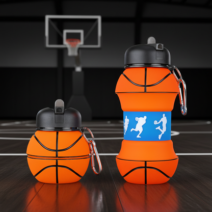 Foldable Silicone Water Bottle - Collapsible Leak Proof Sports Flask for Gym, Hiking, Travel, Backpack, Lightweight Reusable