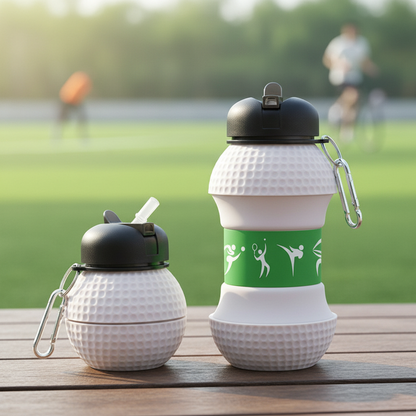 Foldable Silicone Water Bottle - Collapsible Leak Proof Sports Flask for Gym, Hiking, Travel, Backpack, Lightweight Reusable