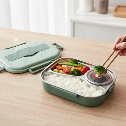 Insulated Bento Lunch Box - 4 Compartment Food Storage Container for Work, School, Travel, Leak Resistant Meal Prep