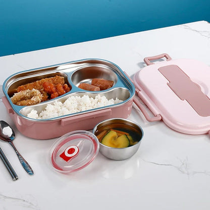 Insulated Bento Lunch Box - 4 Compartment Food Storage Container for Work, School, Travel, Leak Resistant Meal Prep
