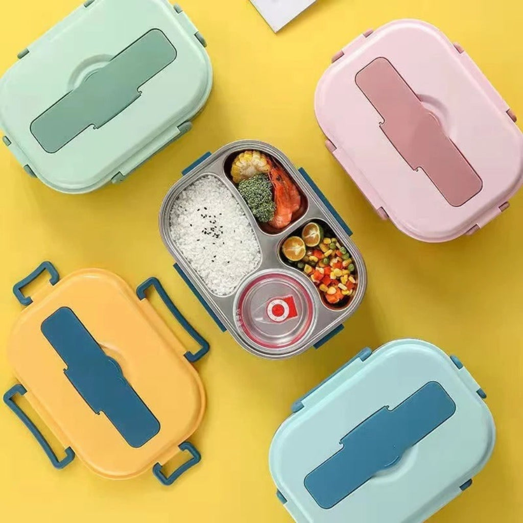 Insulated Bento Lunch Box - 4 Compartment Food Storage Container for Work, School, Travel, Leak Resistant Meal Prep
