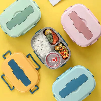 Insulated Bento Lunch Box - 4 Compartment Food Storage Container for Work, School, Travel, Leak Resistant Meal Prep