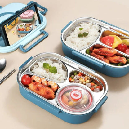 Insulated Bento Lunch Box - 4 Compartment Food Storage Container for Work, School, Travel, Leak Resistant Meal Prep