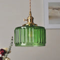 Green Glass Pendant Light Adjustable Hanging