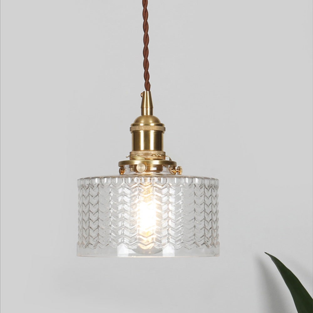 Green Glass Pendant Light Adjustable Hanging