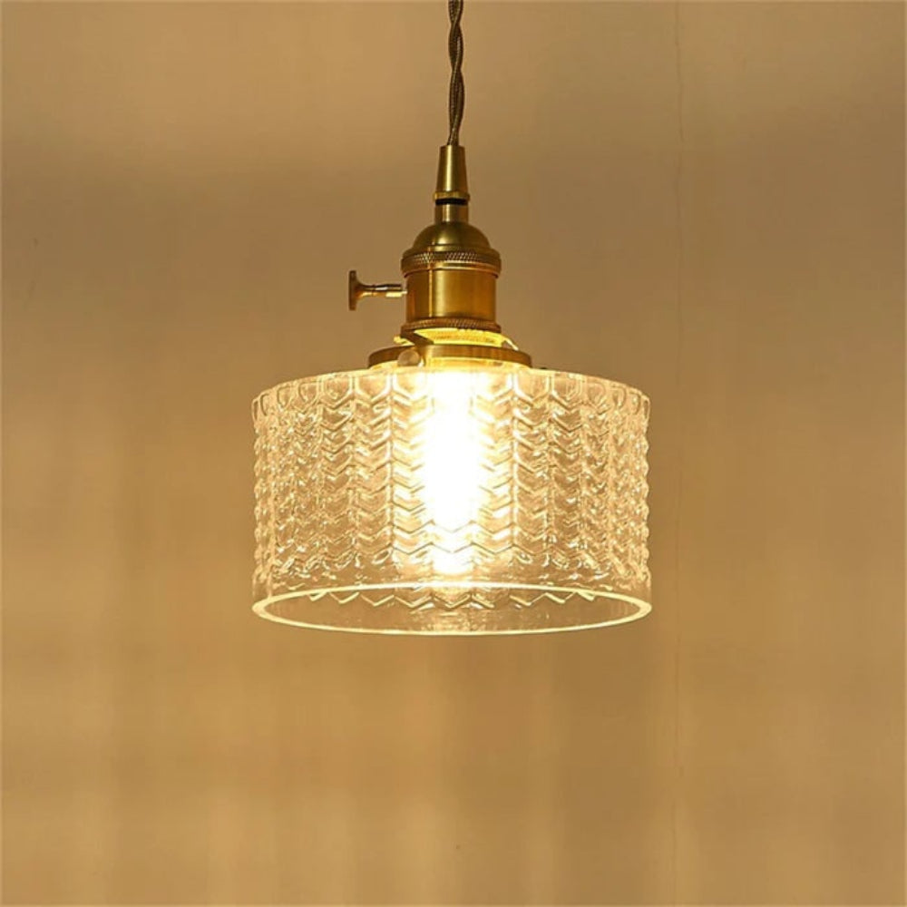 Green Glass Pendant Light Adjustable Hanging