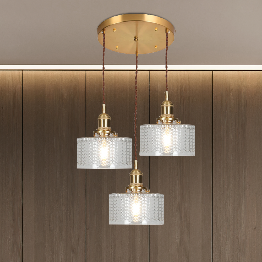 Green Glass Pendant Light Adjustable Hanging