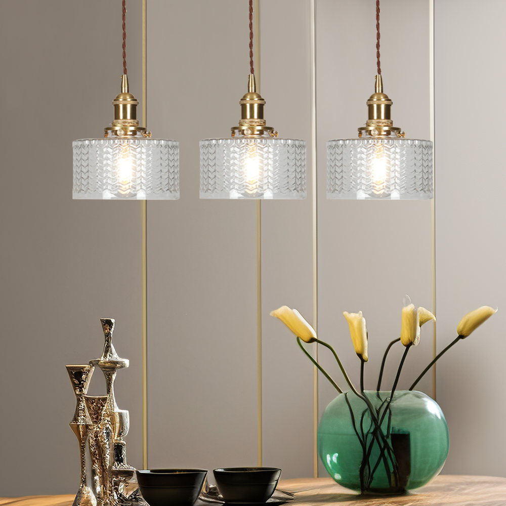 Green Glass Pendant Light Adjustable Hanging
