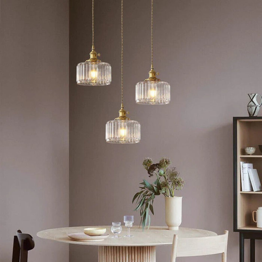 Green Glass Pendant Light Adjustable Hanging
