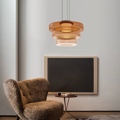 Bauhaus Glass Pendant Lamp - Layered Glass Hanging Light for Kitchen, Dining Room, Living Area, Cafe, Modern Artistic Design