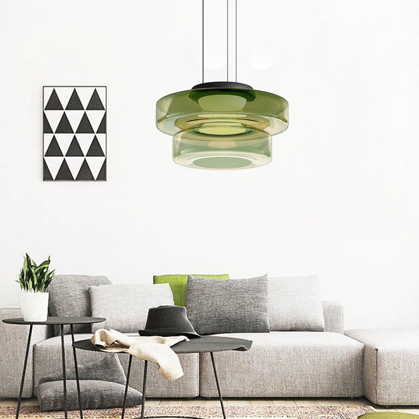Bauhaus Glass Pendant Lamp - Layered Glass Hanging Light for Kitchen, Dining Room, Living Area, Cafe, Modern Artistic Design