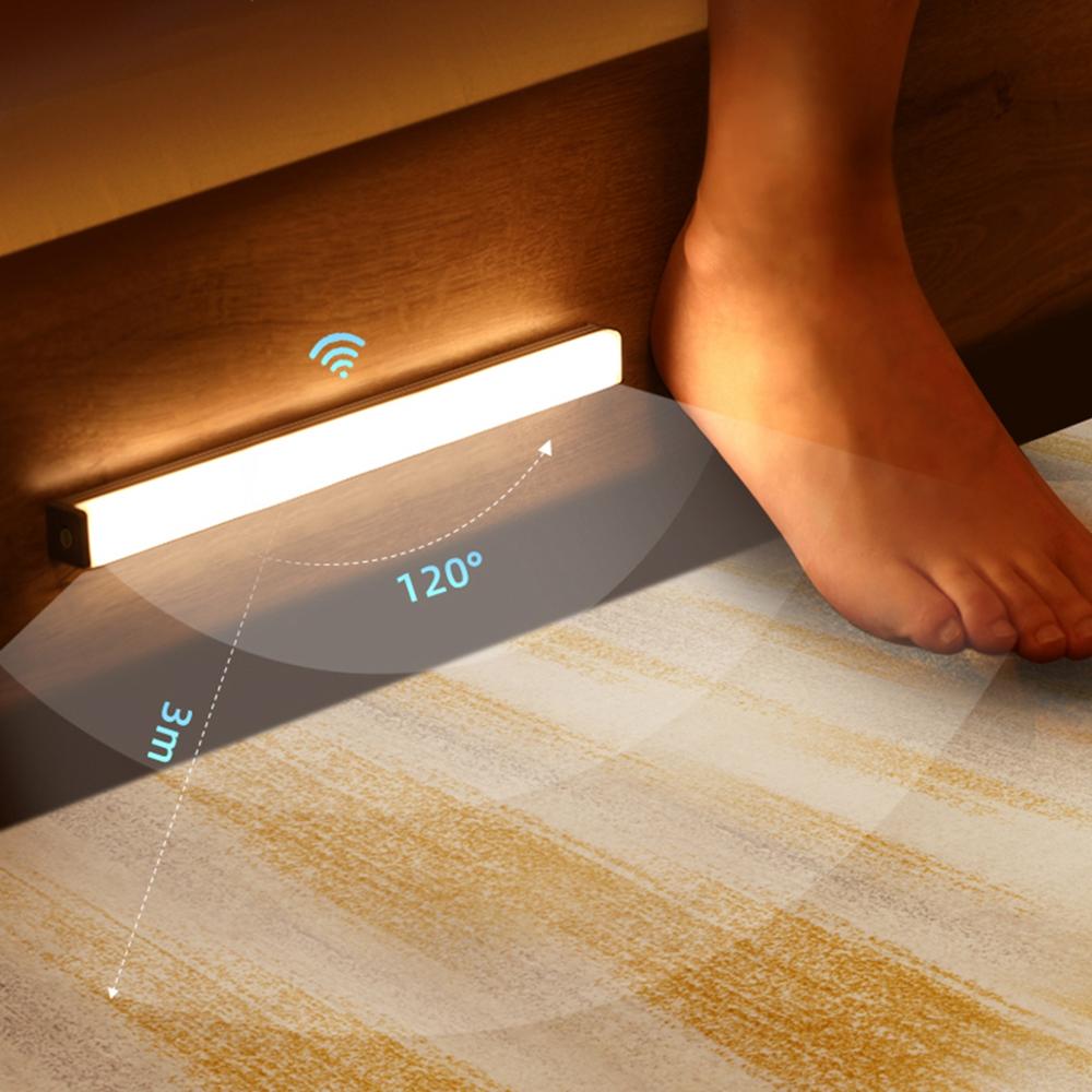 Wireless LED Night Light Motion Sensor - Cordless Wall Fixture with Adhesive Mount for Hallway, Closet, Stairs, Bathroom