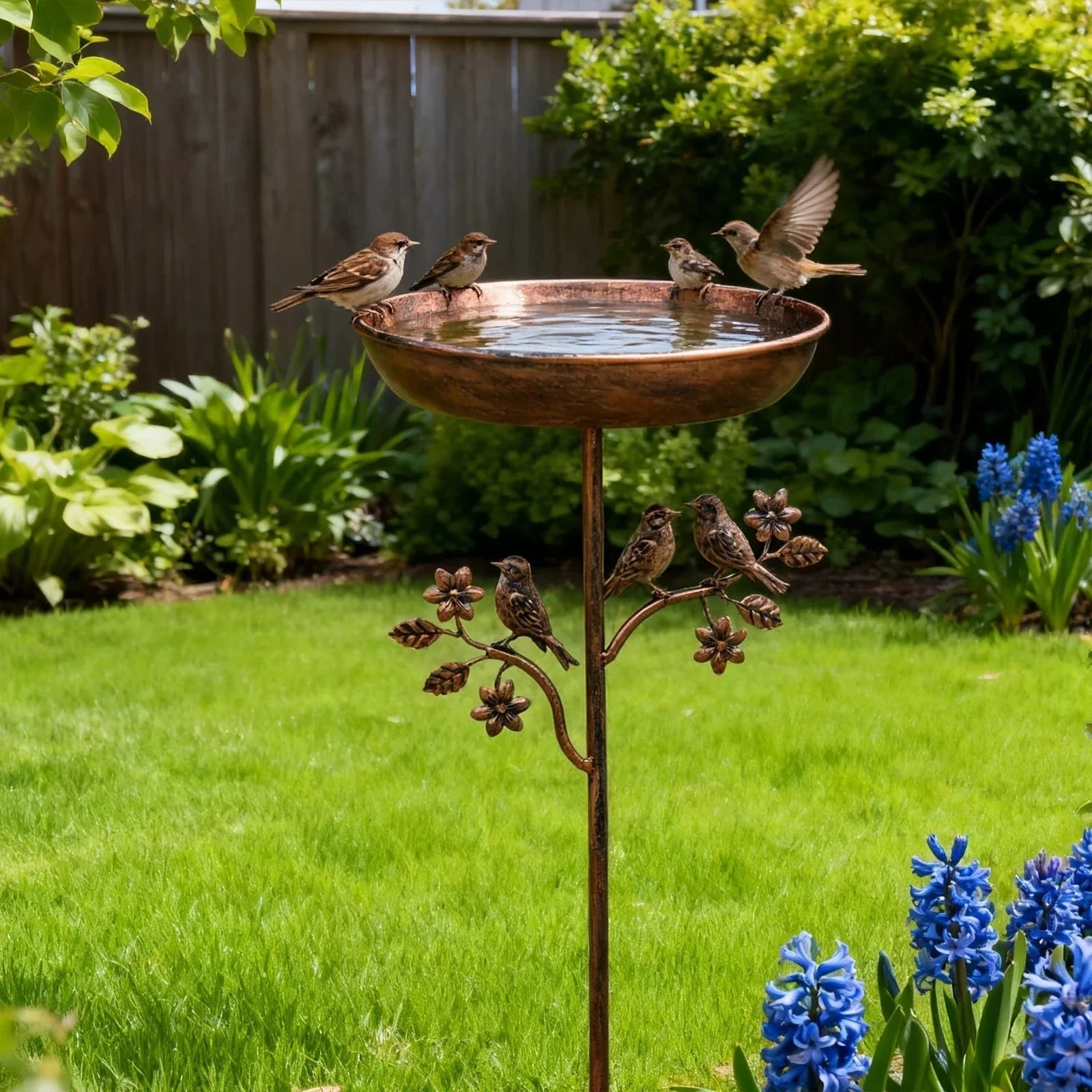 Metal Bird Bath Garden Decor Decorative Stand Garden