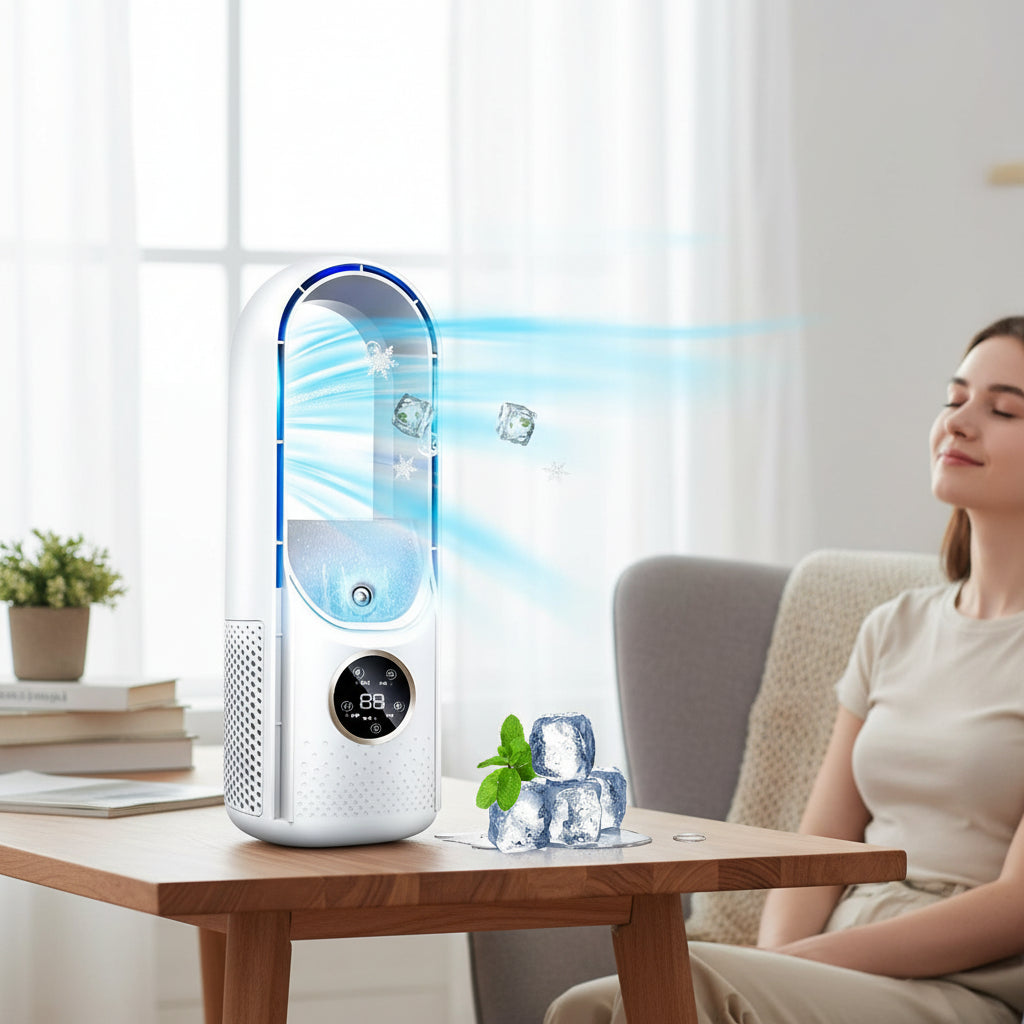 Portable Air Conditioner Evaporative Cooling Bladeless Fan