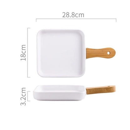 Serving Plate With Wooden Handle
