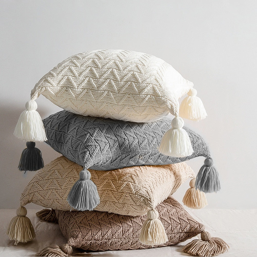 Solid Color Knit Cushion
