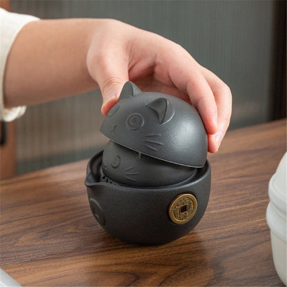 Portable Ceramic Cat Tea Set