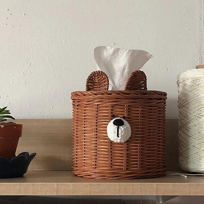 Rattan Bear Tissue Box