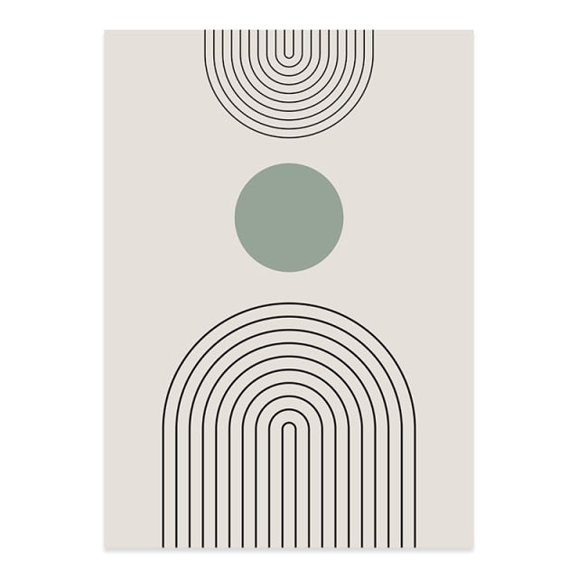 Abstract Green Line Art Canvas