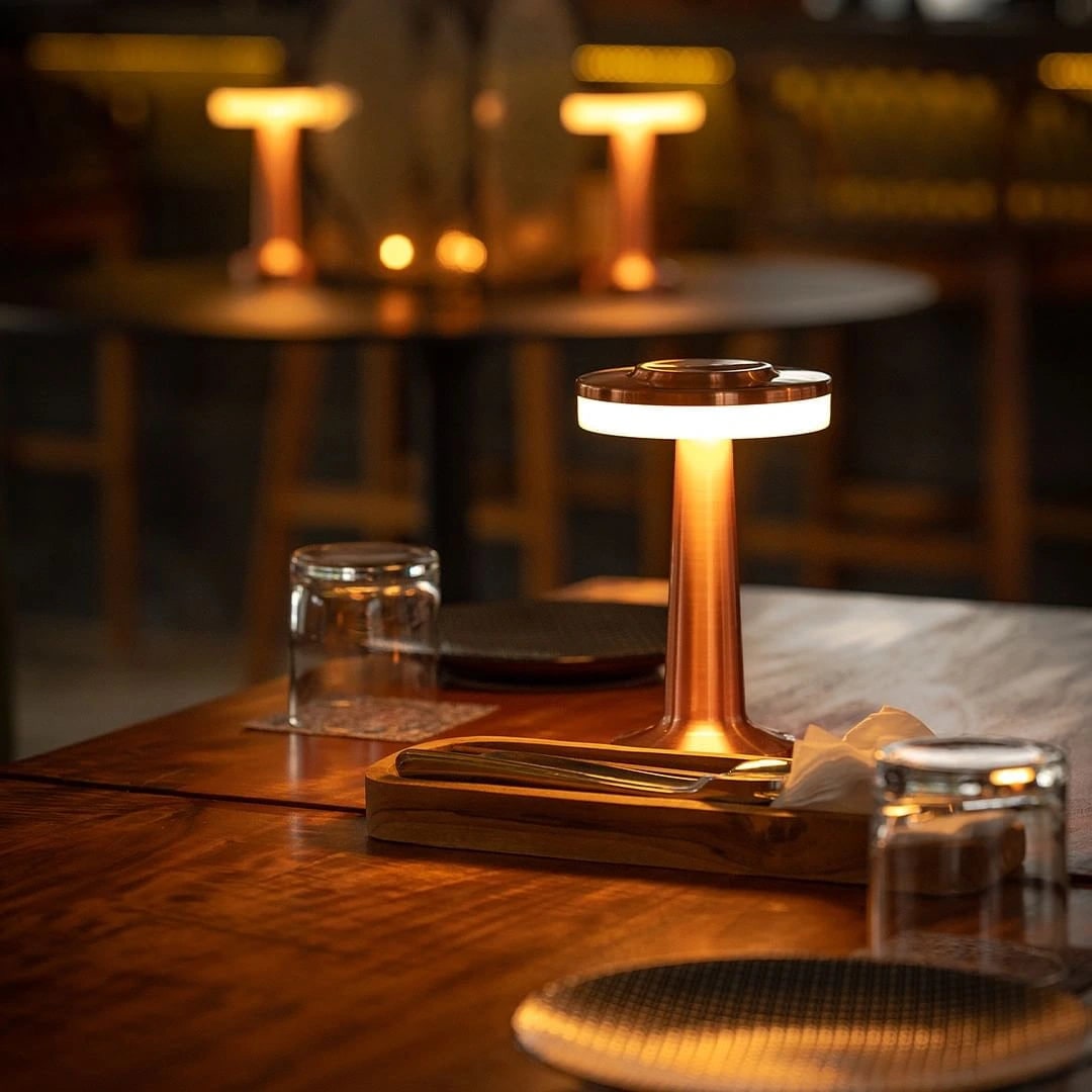 Table Lamp Cordless Metal Rechargeable Dimmable LED Light