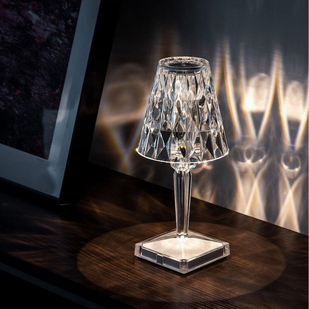 Table Lamp Crystal Rechargeable Touch Dimmable LED Light