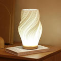 Table Lamp Modern Wave USB Dimmable Wood Base LED Light
