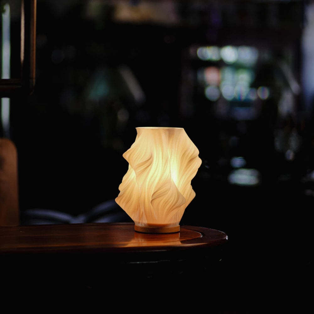 Table Lamp Modern Wave USB Dimmable Wood Base LED Light
