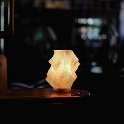 Wave Table Lamp USB Dimmable - Modern Wood Base LED Lamp with Warm and Natural White for Bedroom, Living Room, Office, Desk