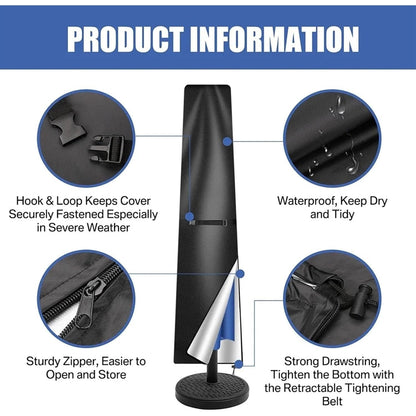 Waterproof Umbrella Cover - Weather Resistant Parasol Protector for Garden, Patio, Outdoor Furniture, Rain, Wind, UV