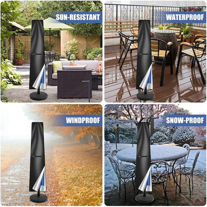 Waterproof Umbrella Cover - Weather Resistant Parasol Protector for Garden, Patio, Outdoor Furniture, Rain, Wind, UV