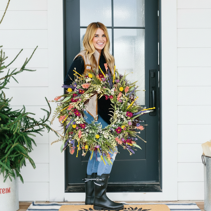 Wreath Front Door Spring Floral Seasonal Decor